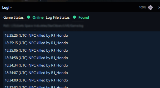 Logi overlay interface showing kill tracking in Star Citizen